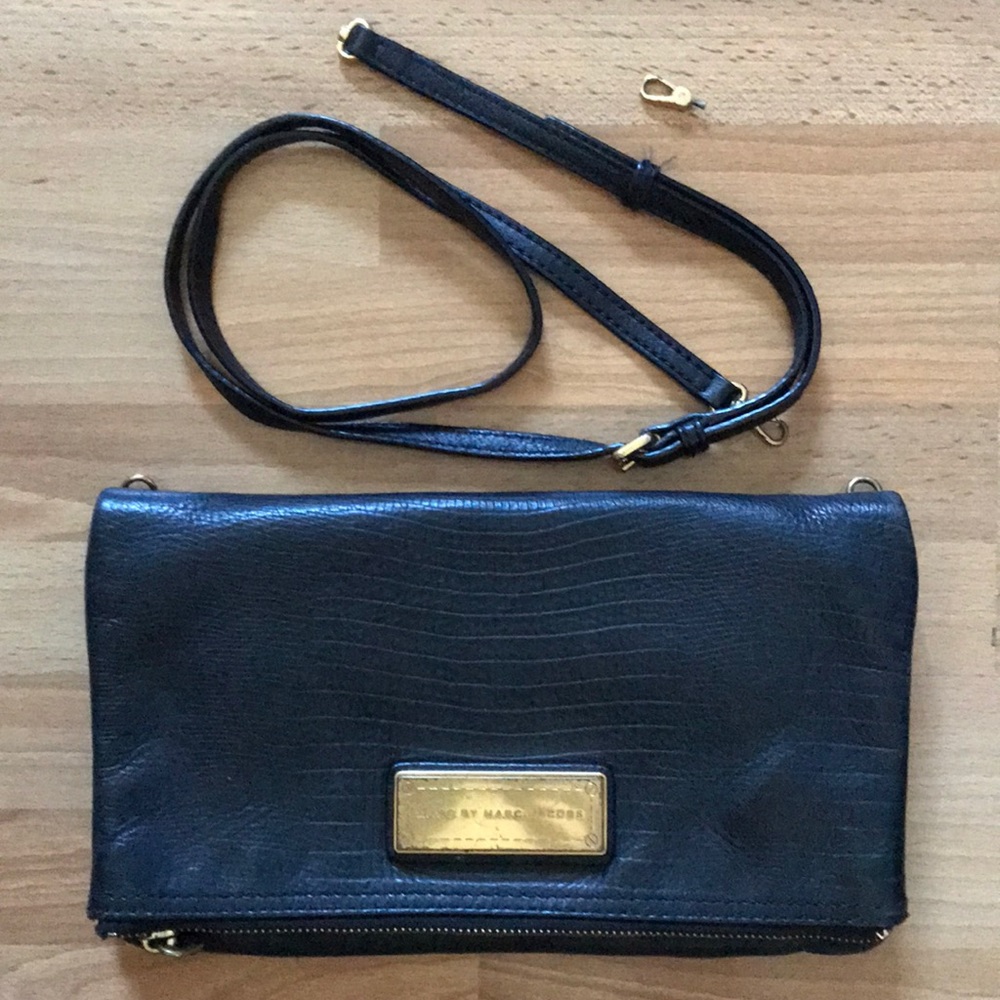 Marc by Marc Jacobs Black Leather Envelope Clutch Crossbody